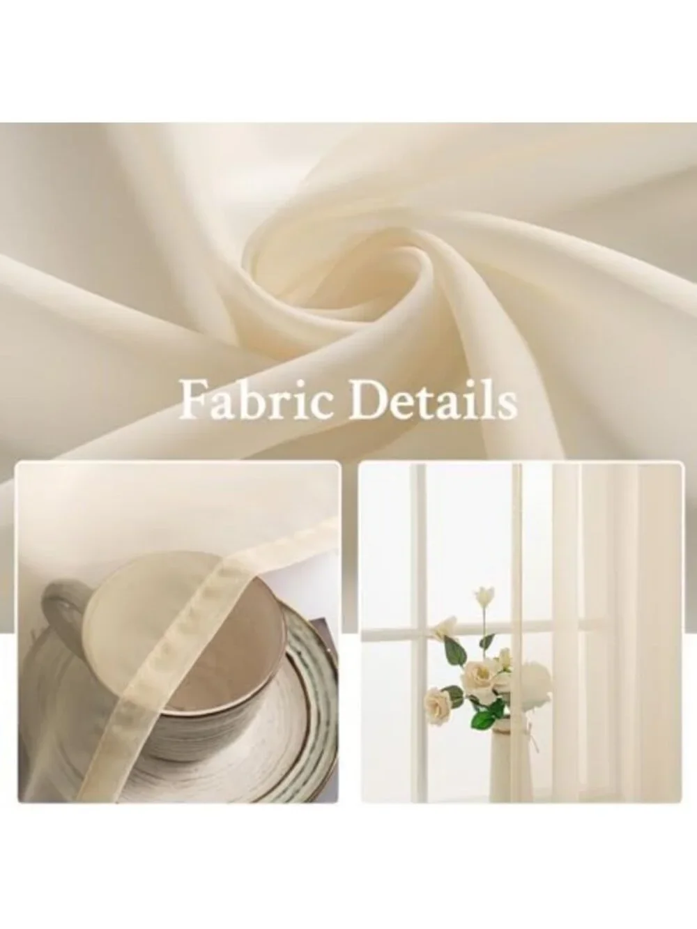 Elegant Sheer Curtains for Living Room - 54x84 Inches, Cream, Light Filtering